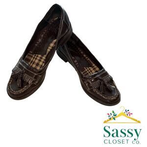 Bass Brookville Dark Brown Tassel Leather Loafers Size 8